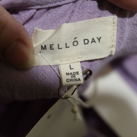 Mello Day Lavender Button Front Long Sleeve Belted Maxi Dress NWT Large - Picture 15 of 16